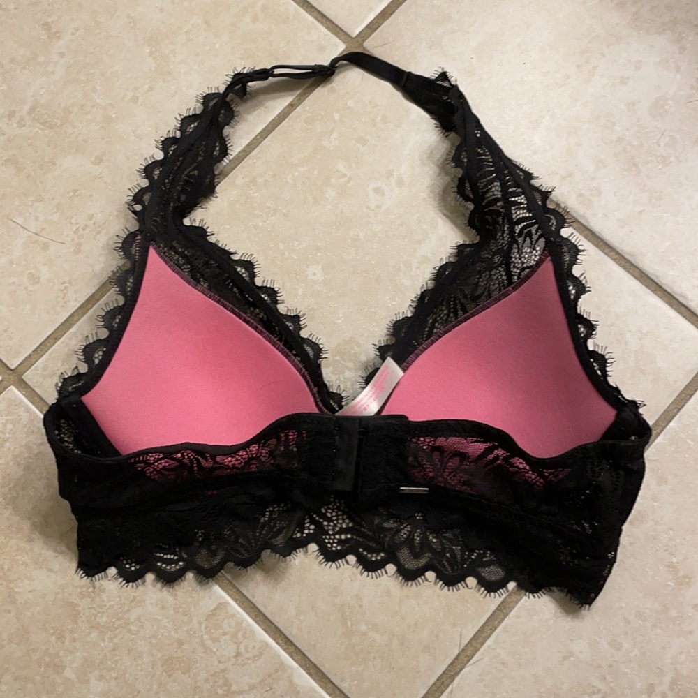 Victoria’s Secret PINK Black Padded Cup Halter Bralette - Picture 2 of 3
